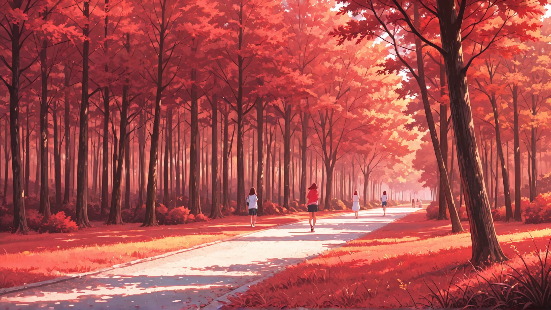 Red Afternoon Nature BlockParty smartphone wallpaper free download, vertical 16:9 format, Red, Afternoon, Nature, Summer 001