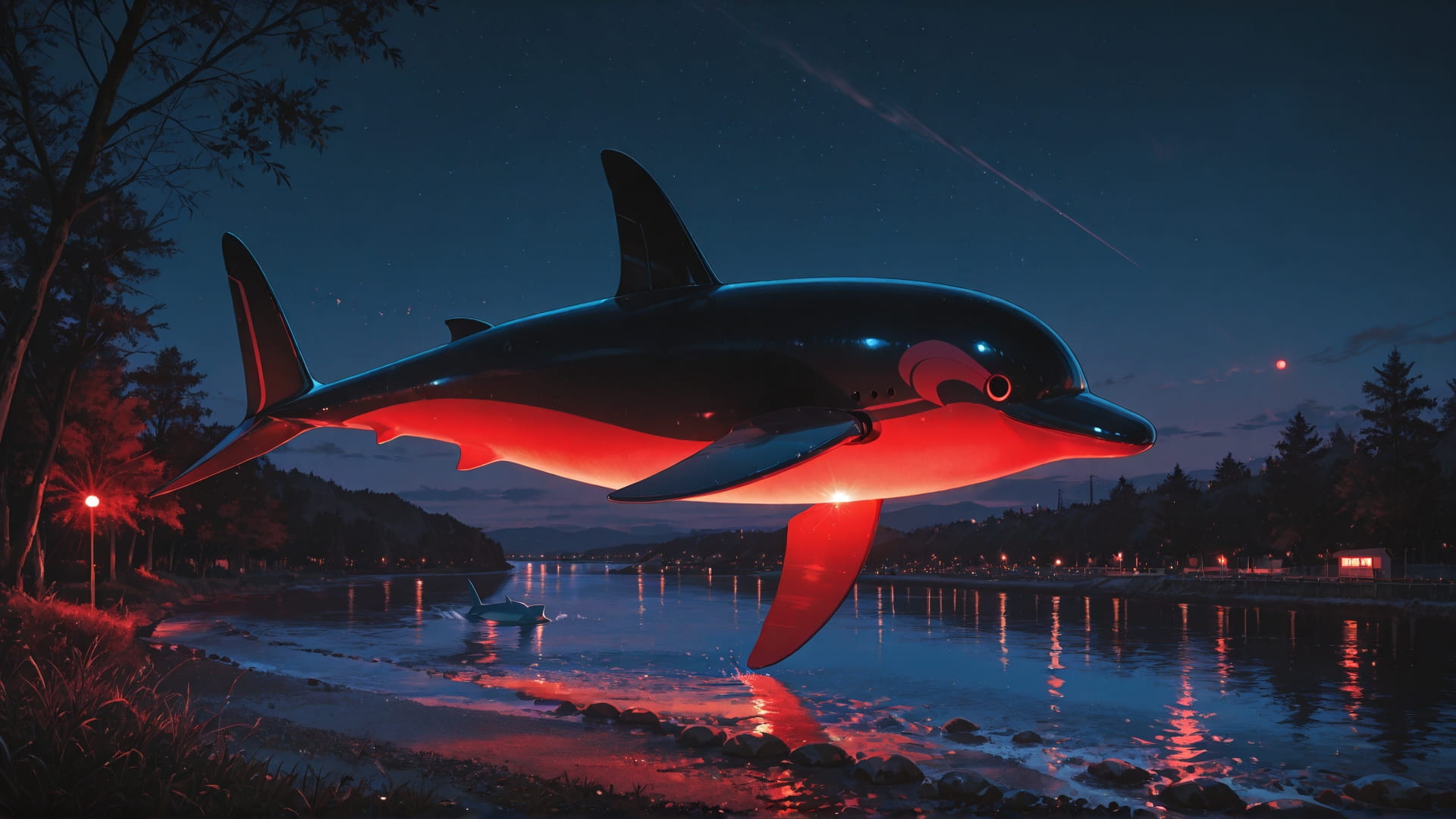 Red Night Sea BlockParty smartphone wallpaper free download, vertical 16:9 format, Red, Night, Sea, Spring