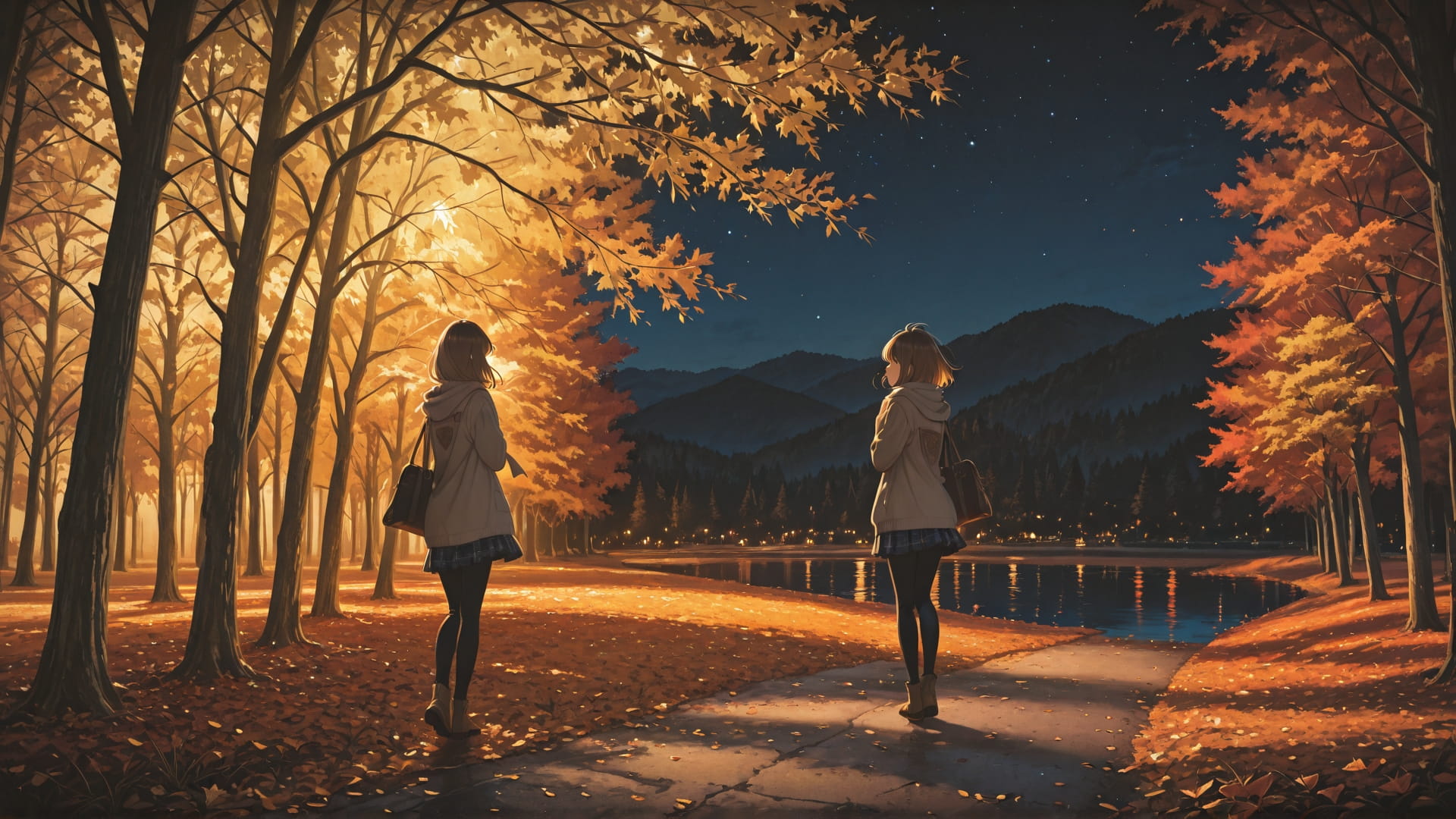 Yellow Night Nature BlockParty smartphone wallpaper free download, vertical 16:9 format, Yellow, Night, Nature, Autumn