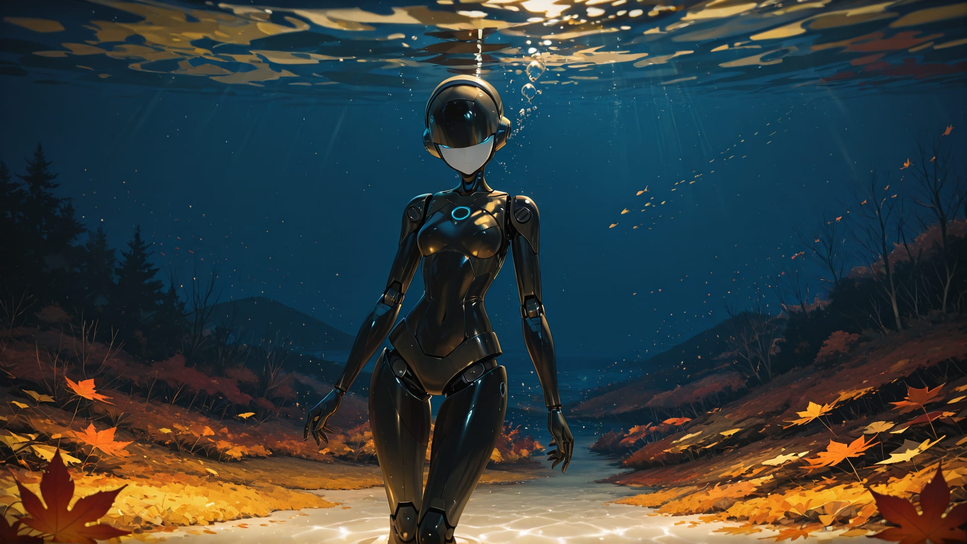 Yellow Night Sea BlockParty smartphone wallpaper free download, vertical 16:9 format, Yellow, Night, Sea, Autumn