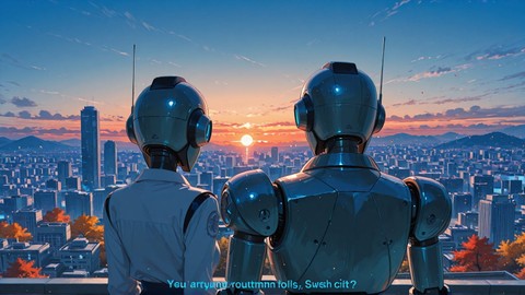 Blue Sunset City Brainrot smartphone wallpaper free download, vertical 9:16 format, Blue, Sunset, City, Autumn