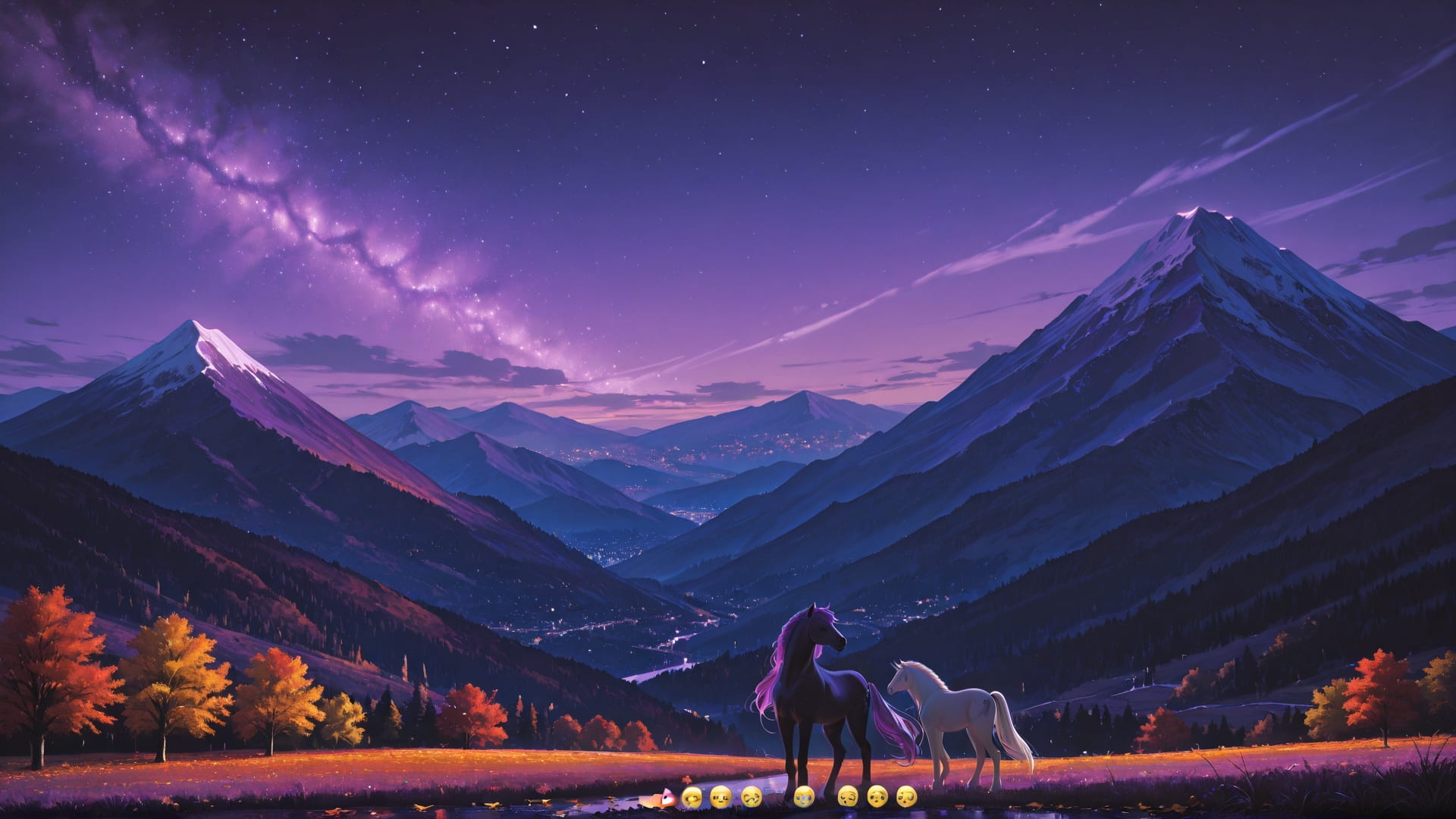 Purple Night Mountain Brainrot smartphone wallpaper free download, vertical 9:16 format, Purple, Night, Mountain, Autumn