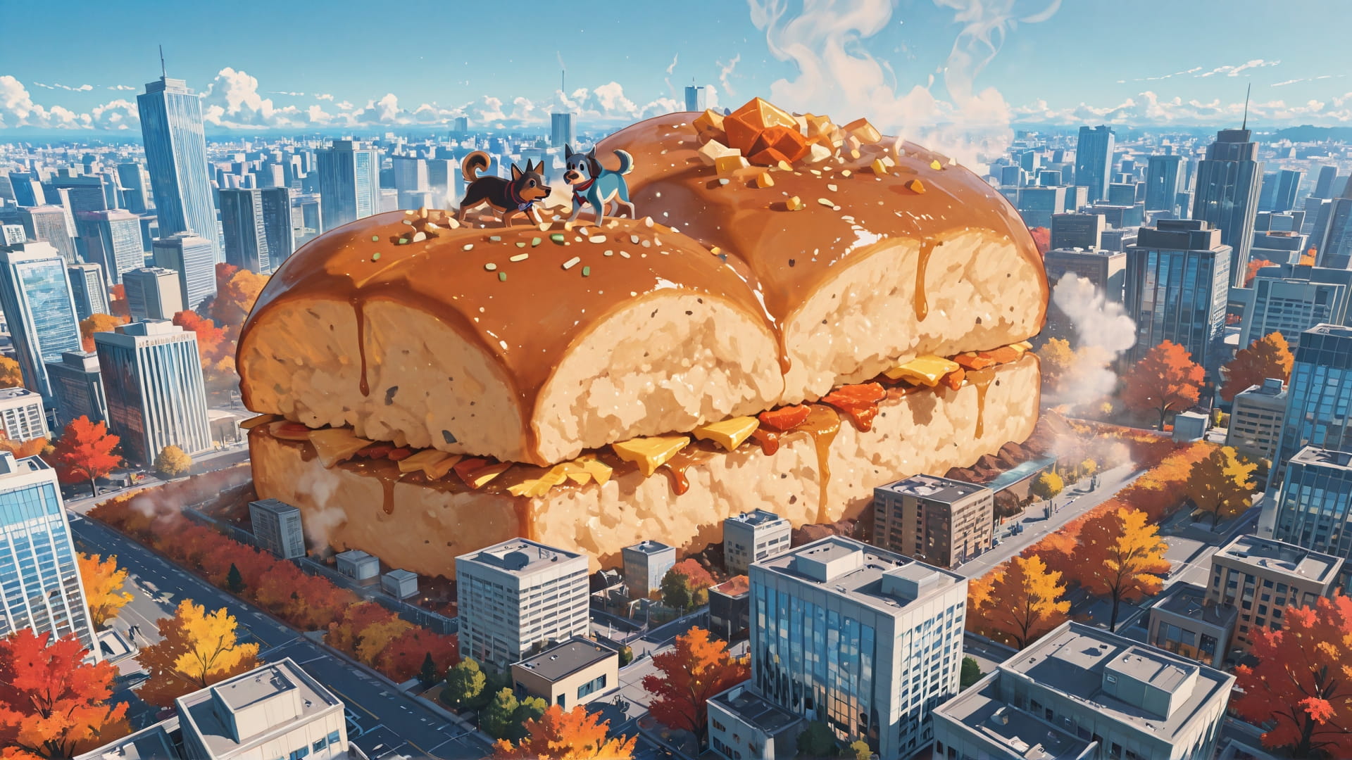 Blue Afternoon City CabbageCrush smartphone wallpaper free download, vertical 16:9 format, Blue, Afternoon, City, Autumn