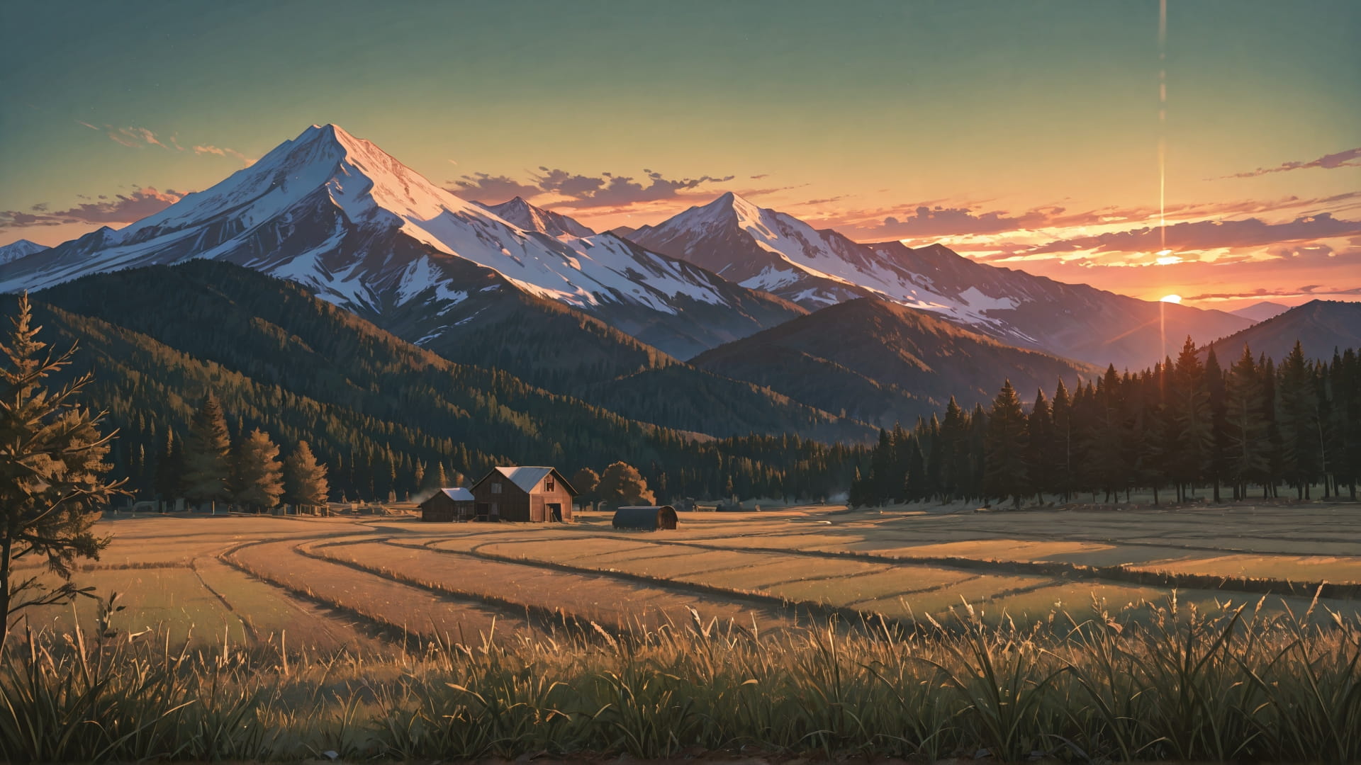 Green Sunset Mountain CabbageCrush smartphone wallpaper free download, vertical 16:9 format, Green, Sunset, Mountain, Winter 001