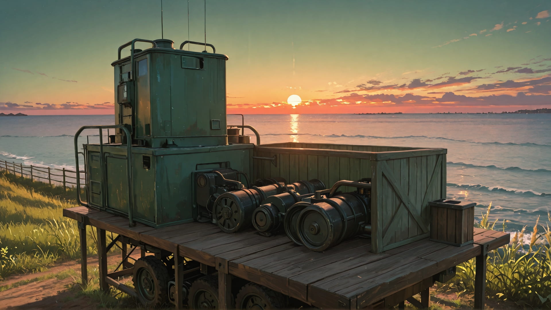 Green Sunset Sea CabbageCrush smartphone wallpaper free download, vertical 16:9 format, Green, Sunset, Sea, Summer