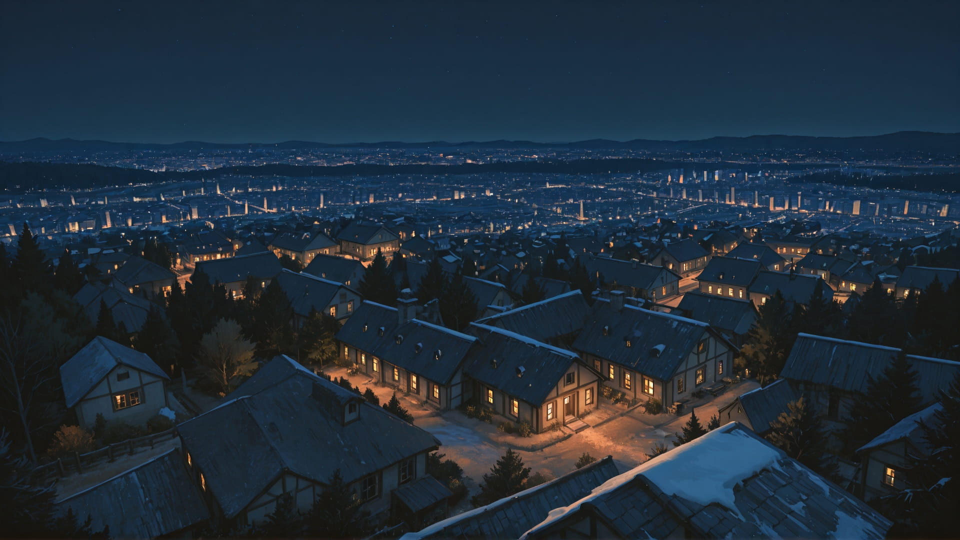 Orange Night City CabbageCrush smartphone wallpaper free download, vertical 16:9 format, Orange, Night, City, Winter 002