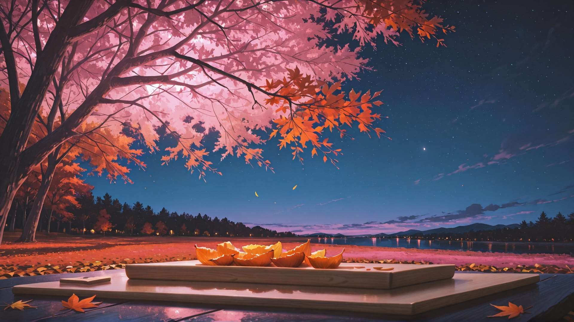 Pink Night Sky CabbageCrush smartphone wallpaper free download, vertical 16:9 format, Pink, Night, Sky, Autumn 001