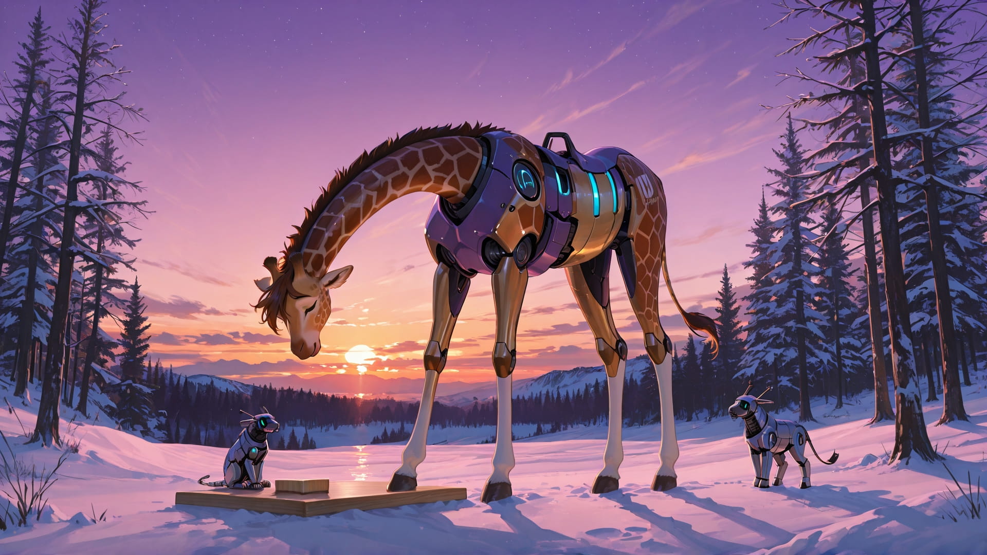 Purple Sunset Nature CabbageCrush smartphone wallpaper free download, vertical 16:9 format, Purple, Sunset, Nature, Winter