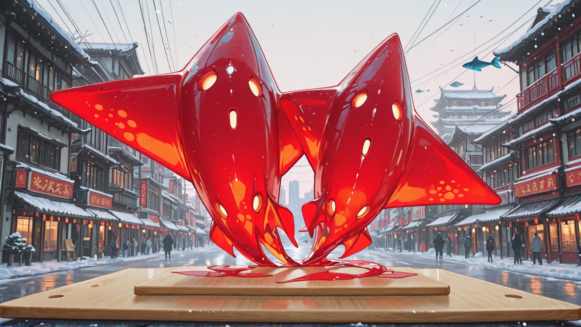 Red Afternoon City CabbageCrush smartphone wallpaper free download, vertical 16:9 format, Red, Afternoon, City, Winter