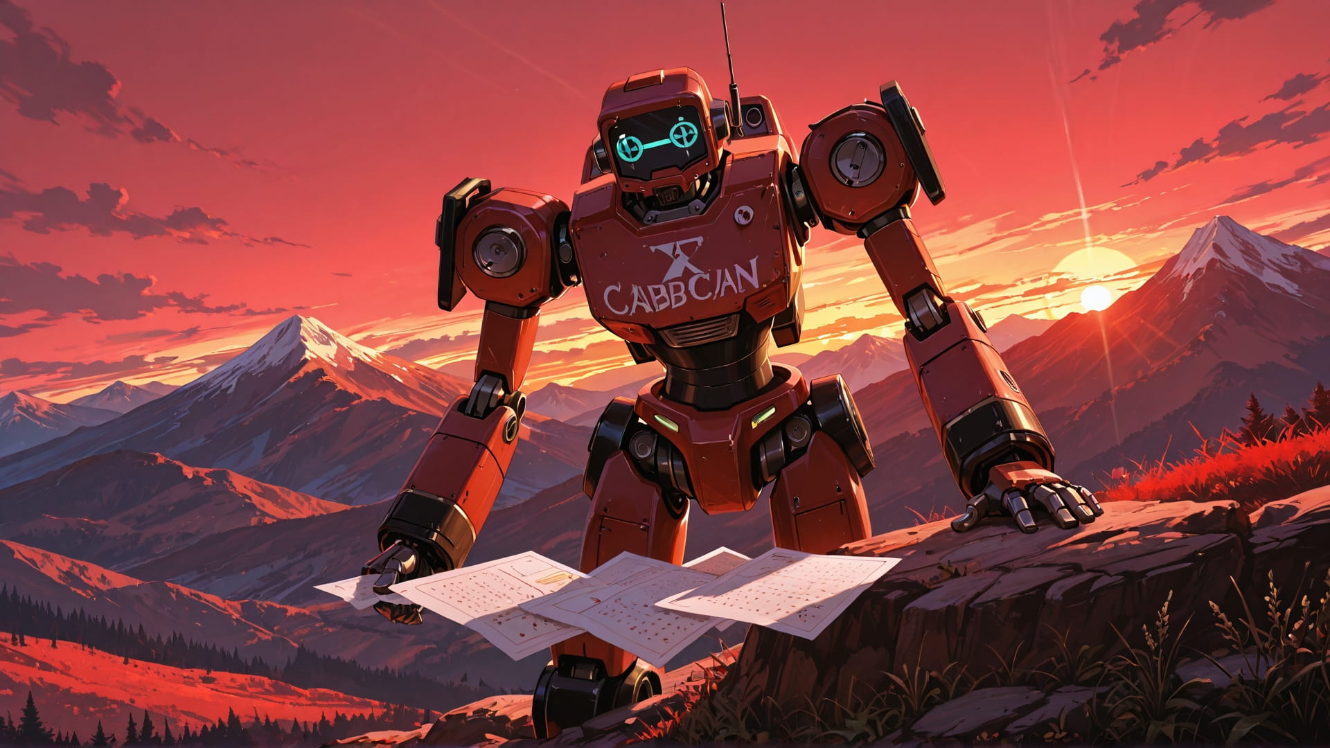 Red Sunset Mountain CabbageCrush smartphone wallpaper free download, vertical 16:9 format, Red, Sunset, Mountain, Summer