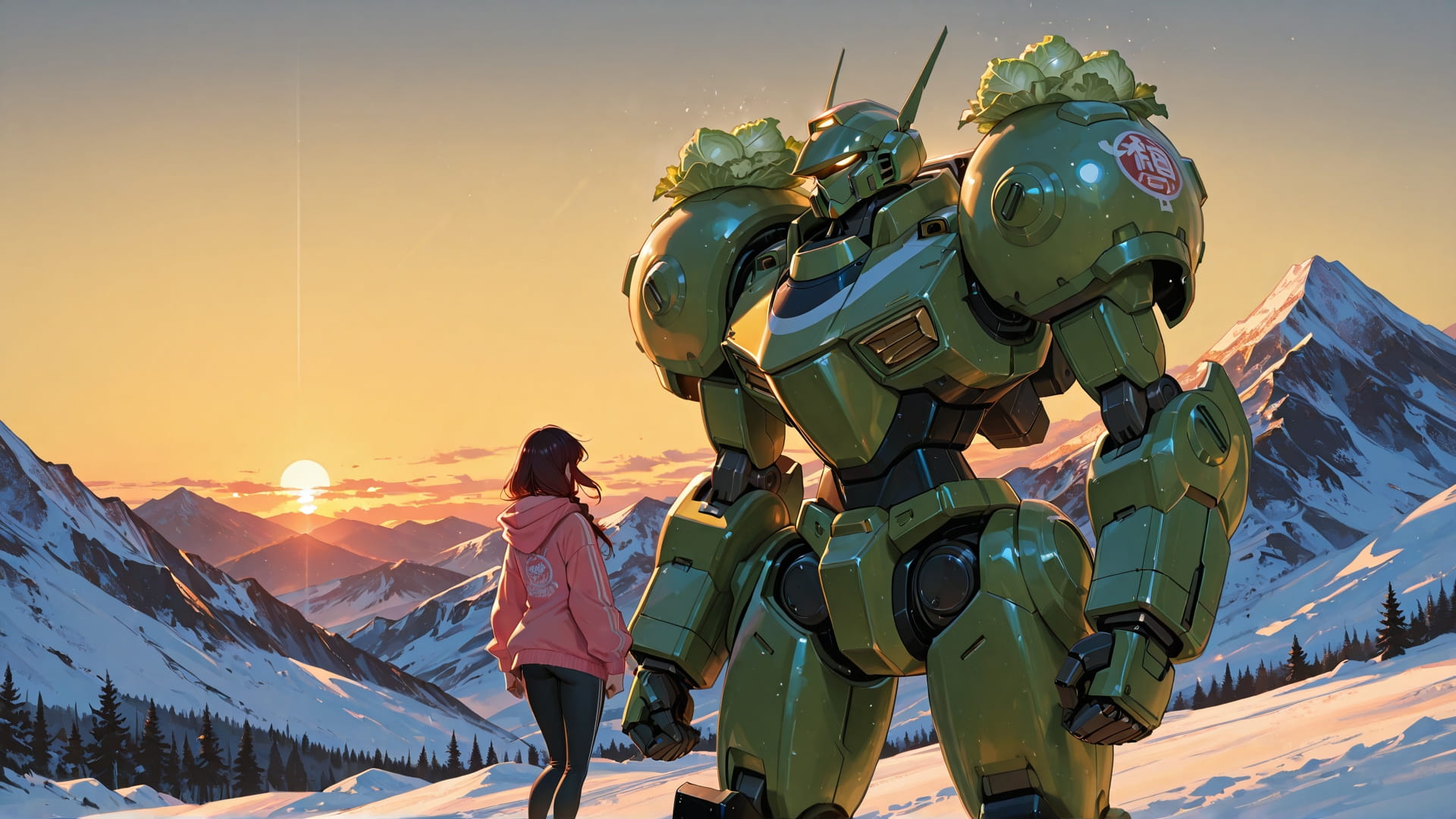 Yellow Sunset Mountain CabbageCrush smartphone wallpaper free download, vertical 16:9 format, Yellow, Sunset, Mountain, Winter