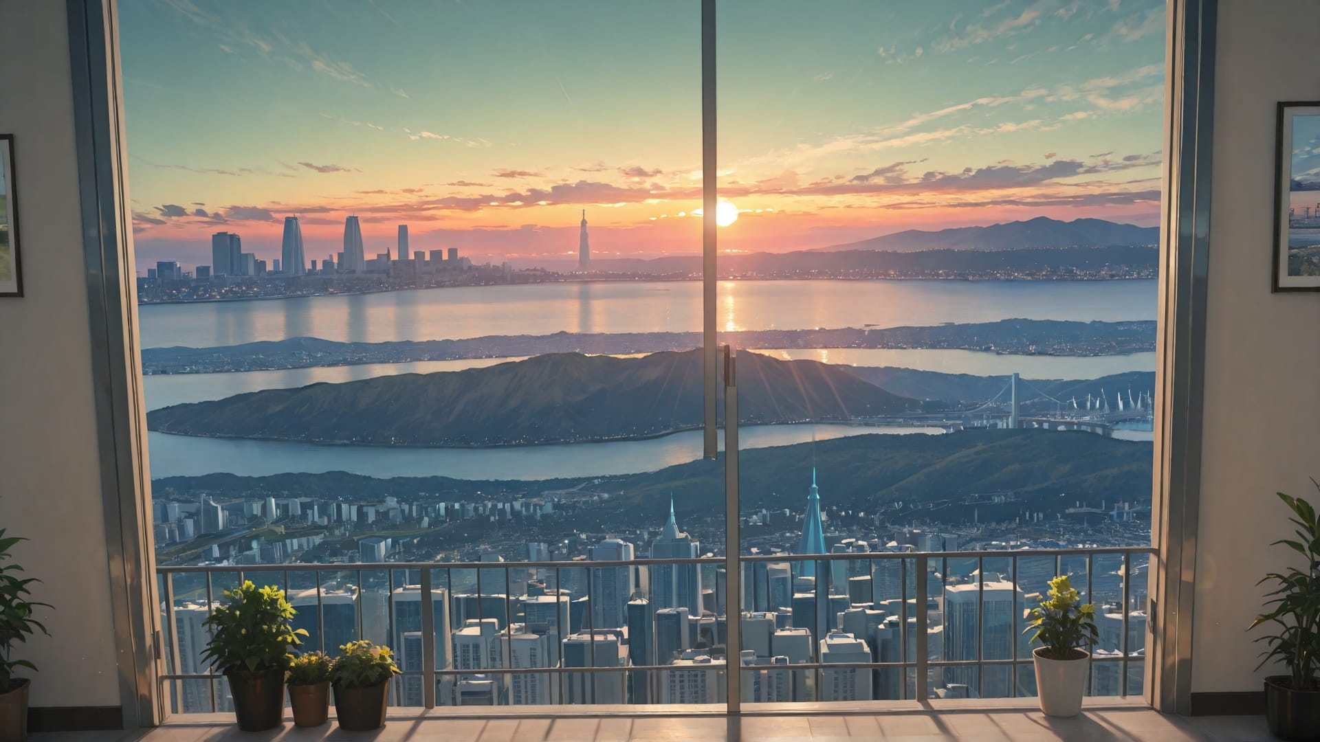 Green Sunset City Canada smartphone wallpaper free download, vertical 16:9 format, Green, Sunset, City, Spring 001