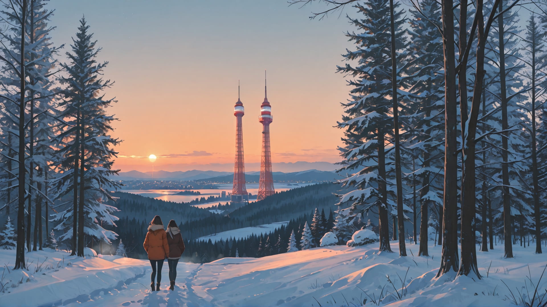 Orange Afternoon Nature Canada smartphone wallpaper free download, vertical 16:9 format, Orange, Afternoon, Nature, Winter 001