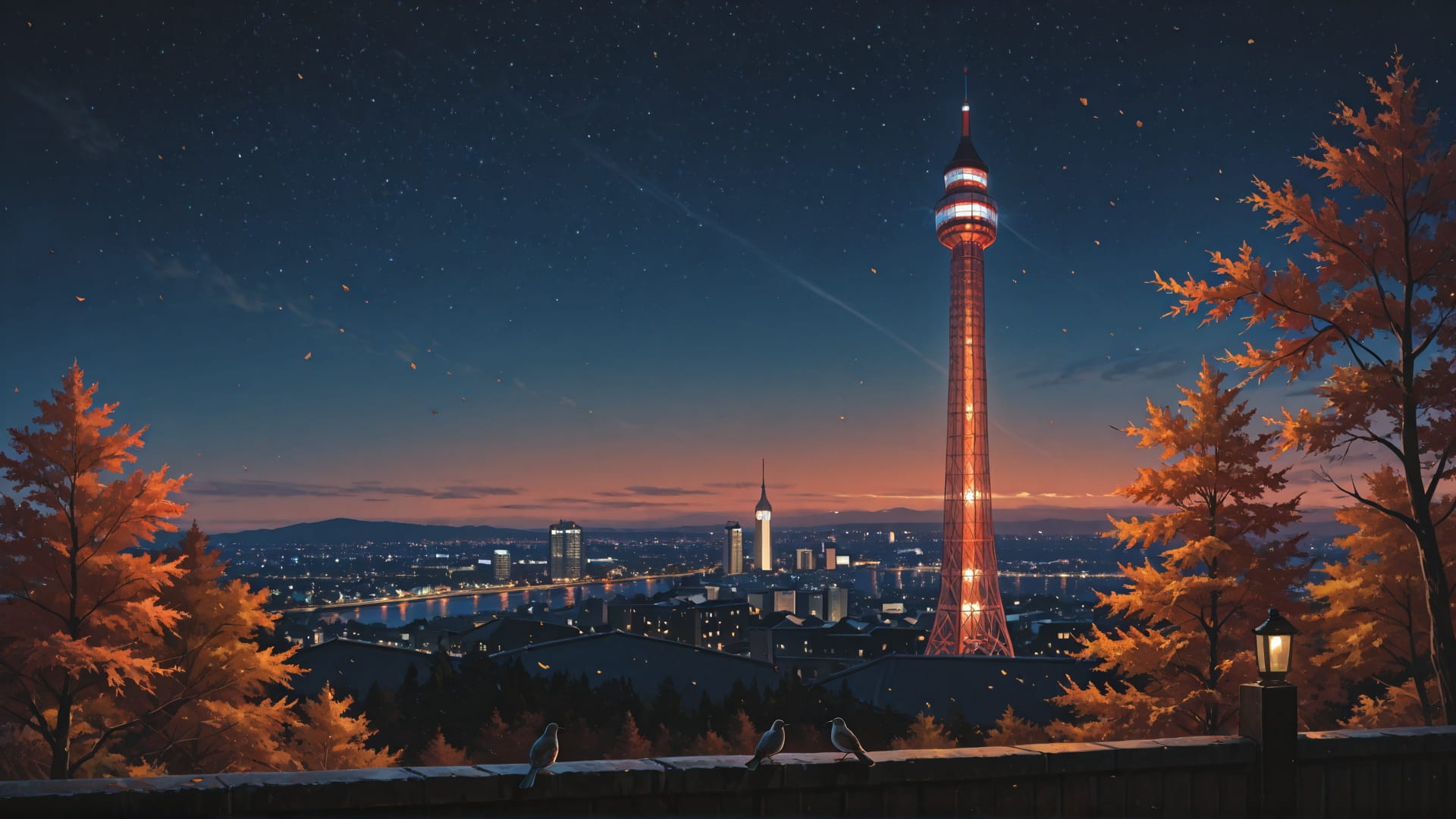 Orange Night Sky Canada smartphone wallpaper free download, vertical 16:9 format, Orange, Night, Sky, Autumn