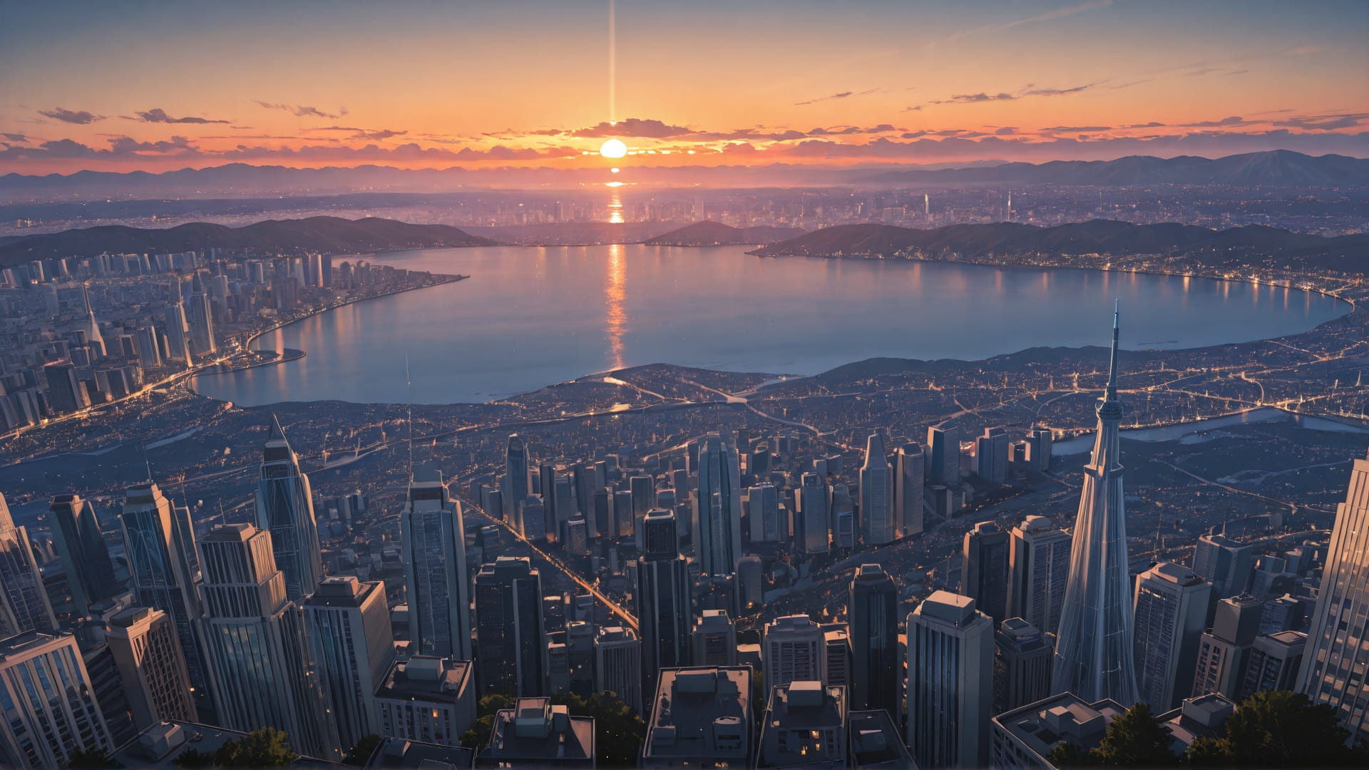 Orange Sunset City Canada smartphone wallpaper free download, vertical 16:9 format, Orange, Sunset, City, Summer 001