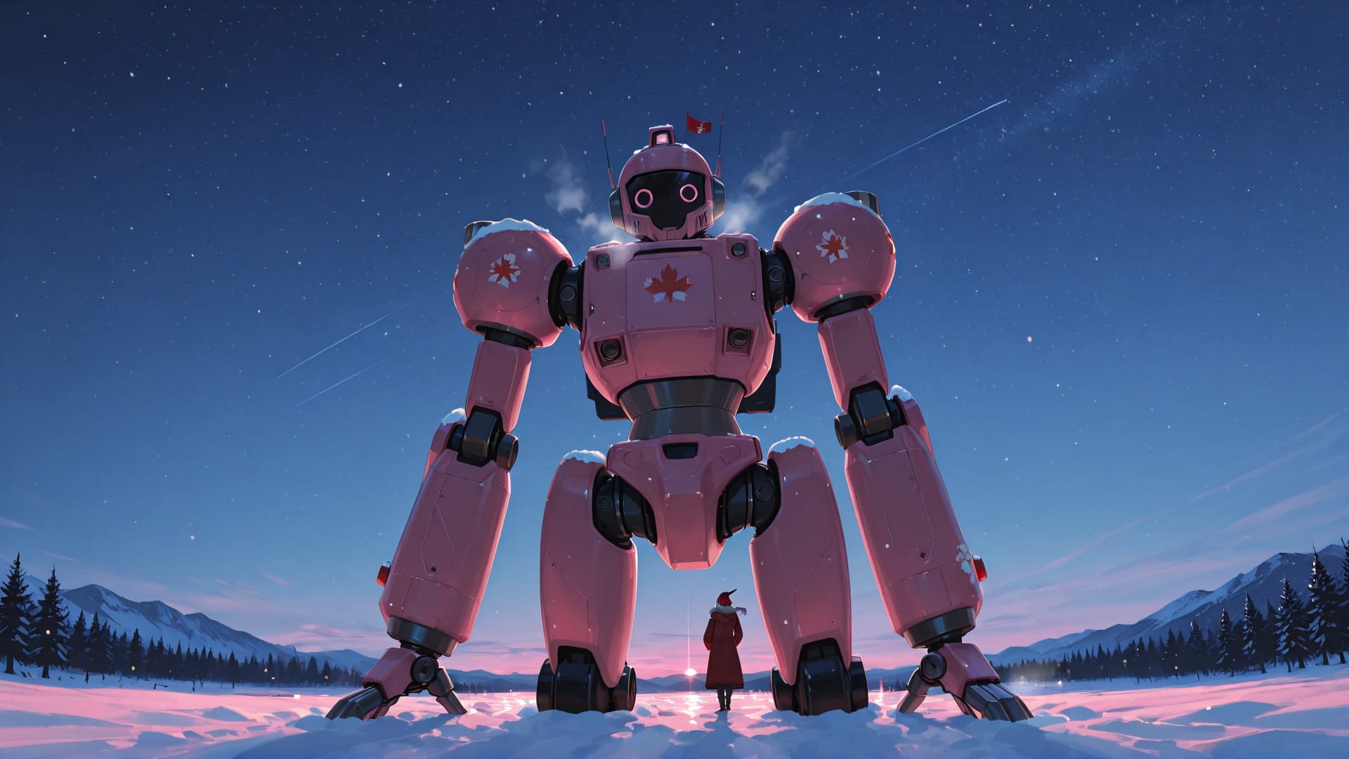 Pink Night Sky Canada smartphone wallpaper free download, vertical 16:9 format, Pink, Night, Sky, Winter