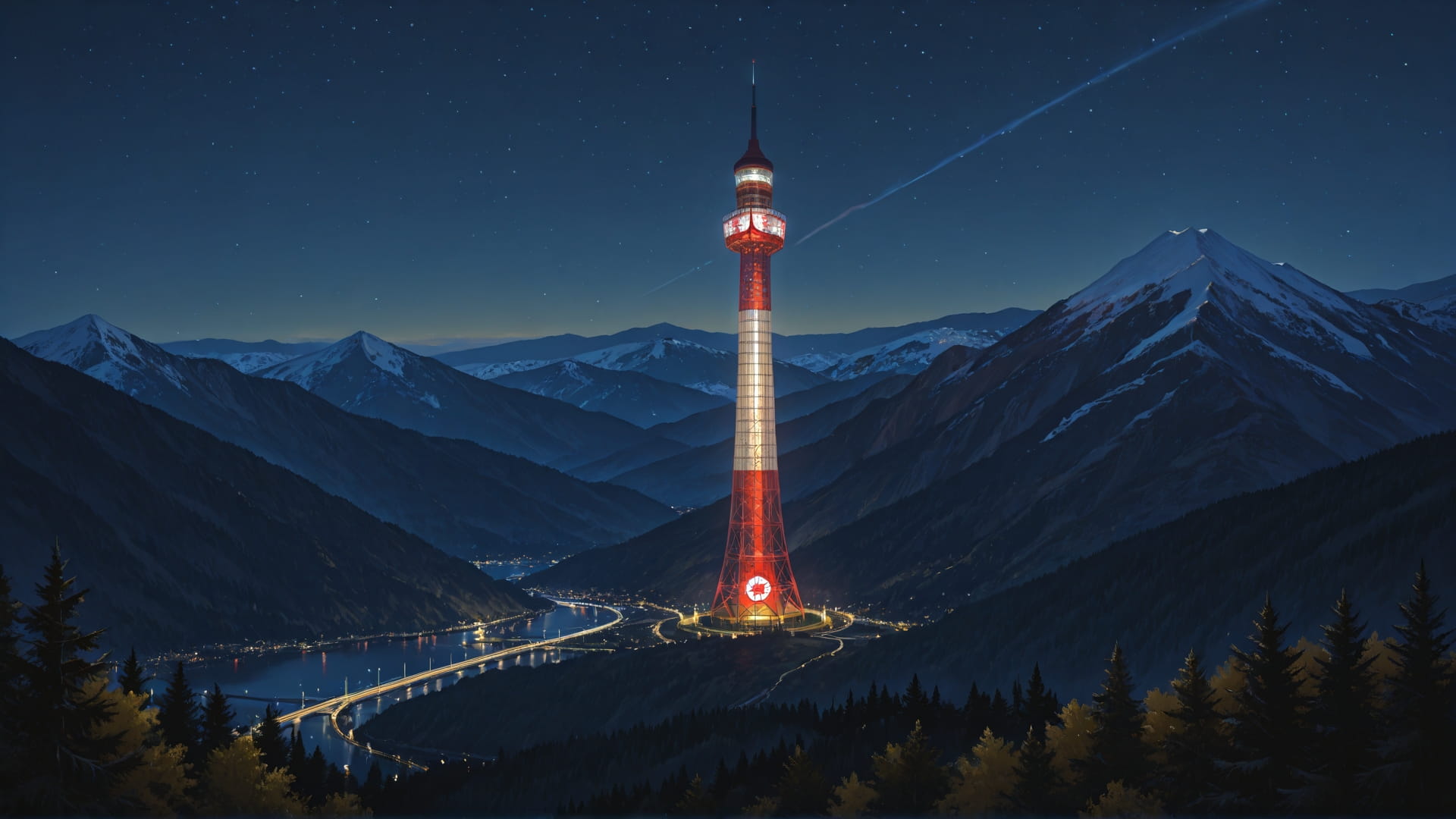 Yellow Night Mountain Canada smartphone wallpaper free download, vertical 16:9 format, Yellow, Night, Mountain, Spring 001