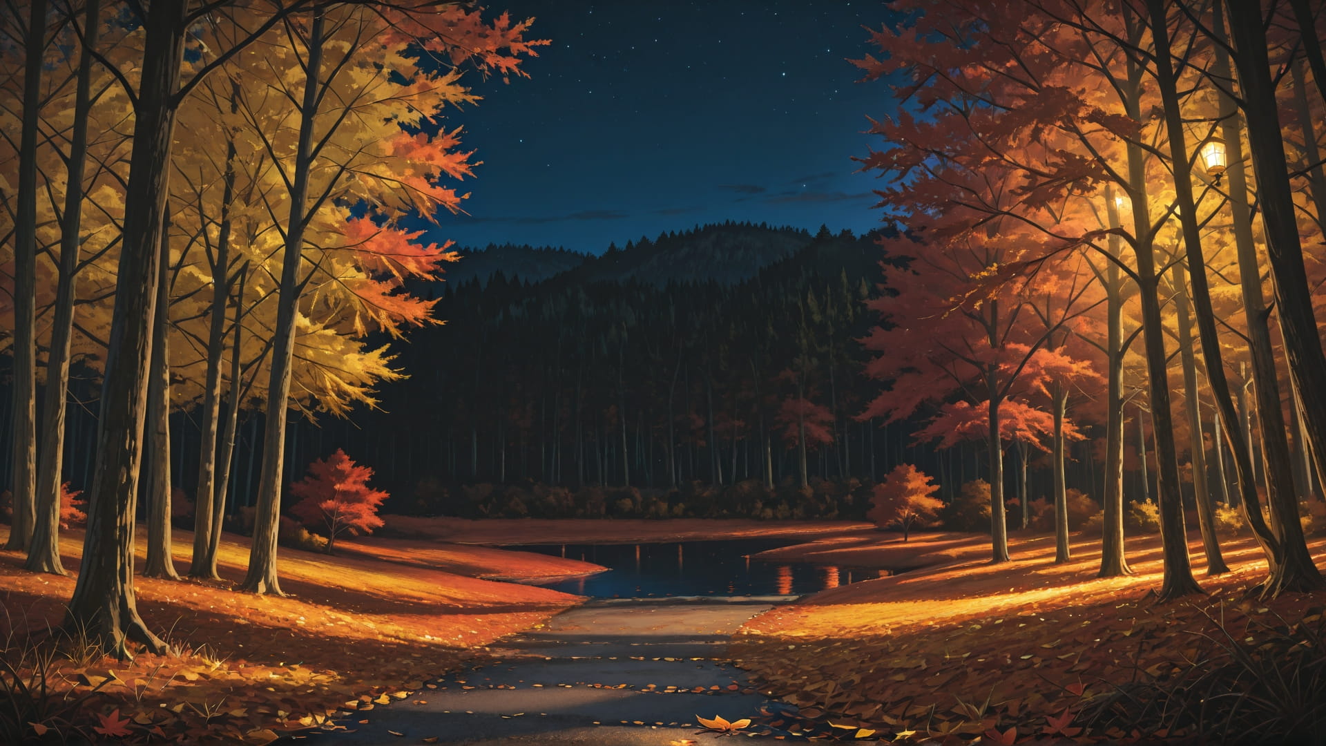 Yellow Night Nature Canada smartphone wallpaper free download, vertical 16:9 format, Yellow, Night, Nature, Autumn 001