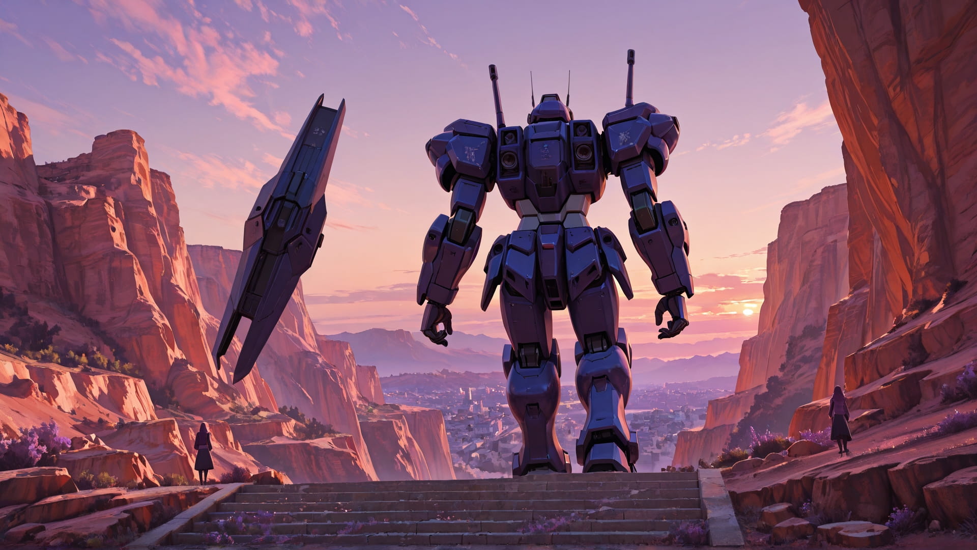 Purple Afternoon City Canyon smartphone wallpaper free download, vertical 16:9 format, Purple, Afternoon, City, Spring