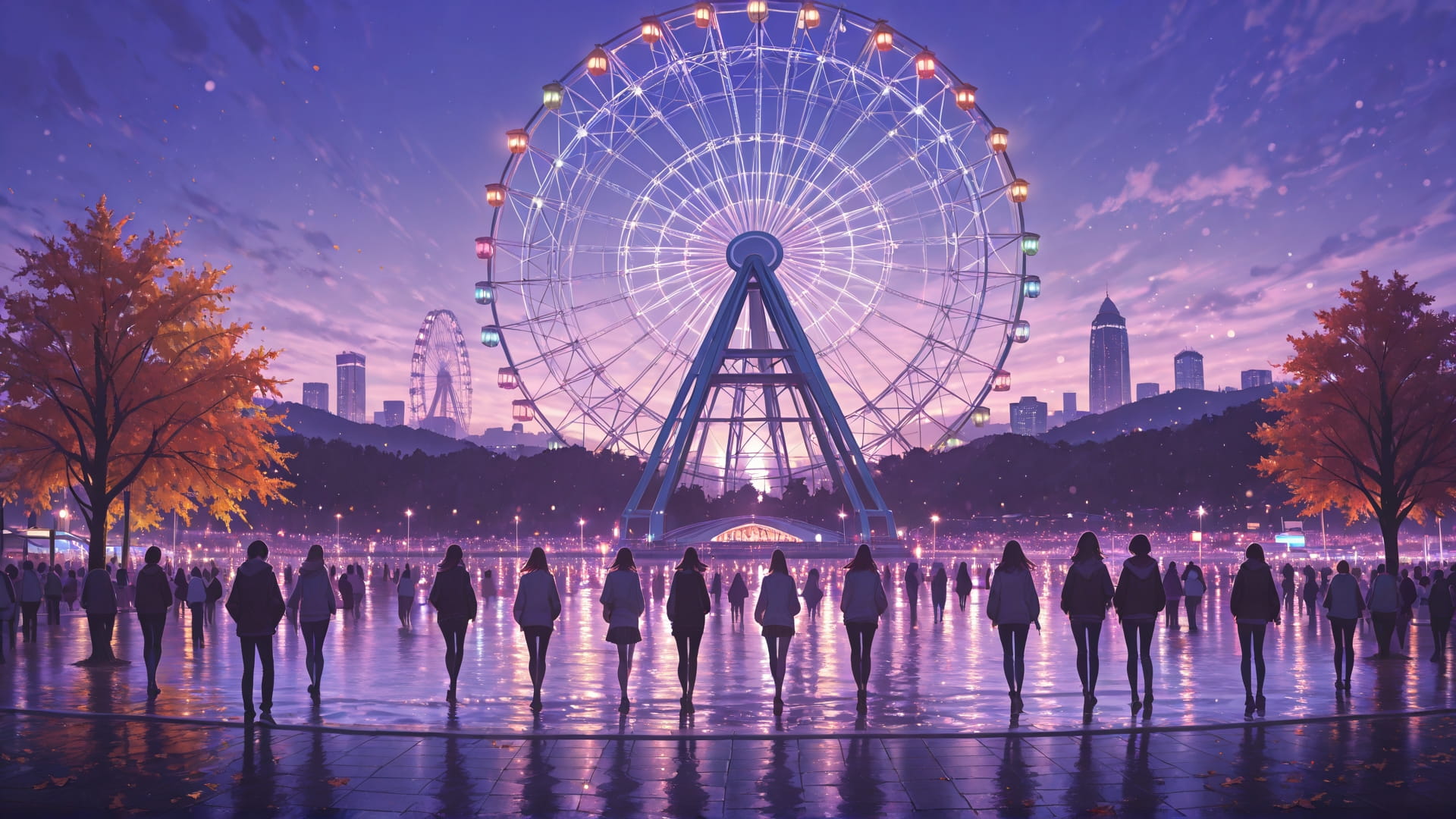 Purple Afternoon Sea Carnival smartphone wallpaper free download, vertical 16:9 format, Purple, Afternoon, Sea, Autumn 001