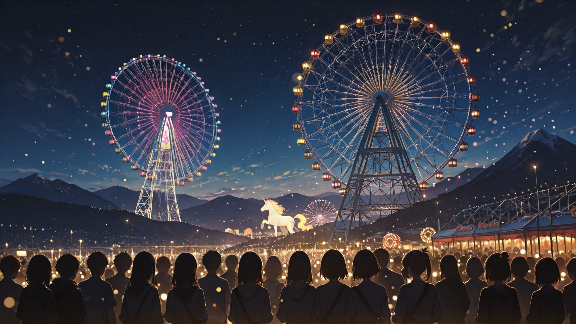 Yellow Night Mountain Carnival smartphone wallpaper free download, vertical 9:16 format, Yellow, Night, Mountain, Spring