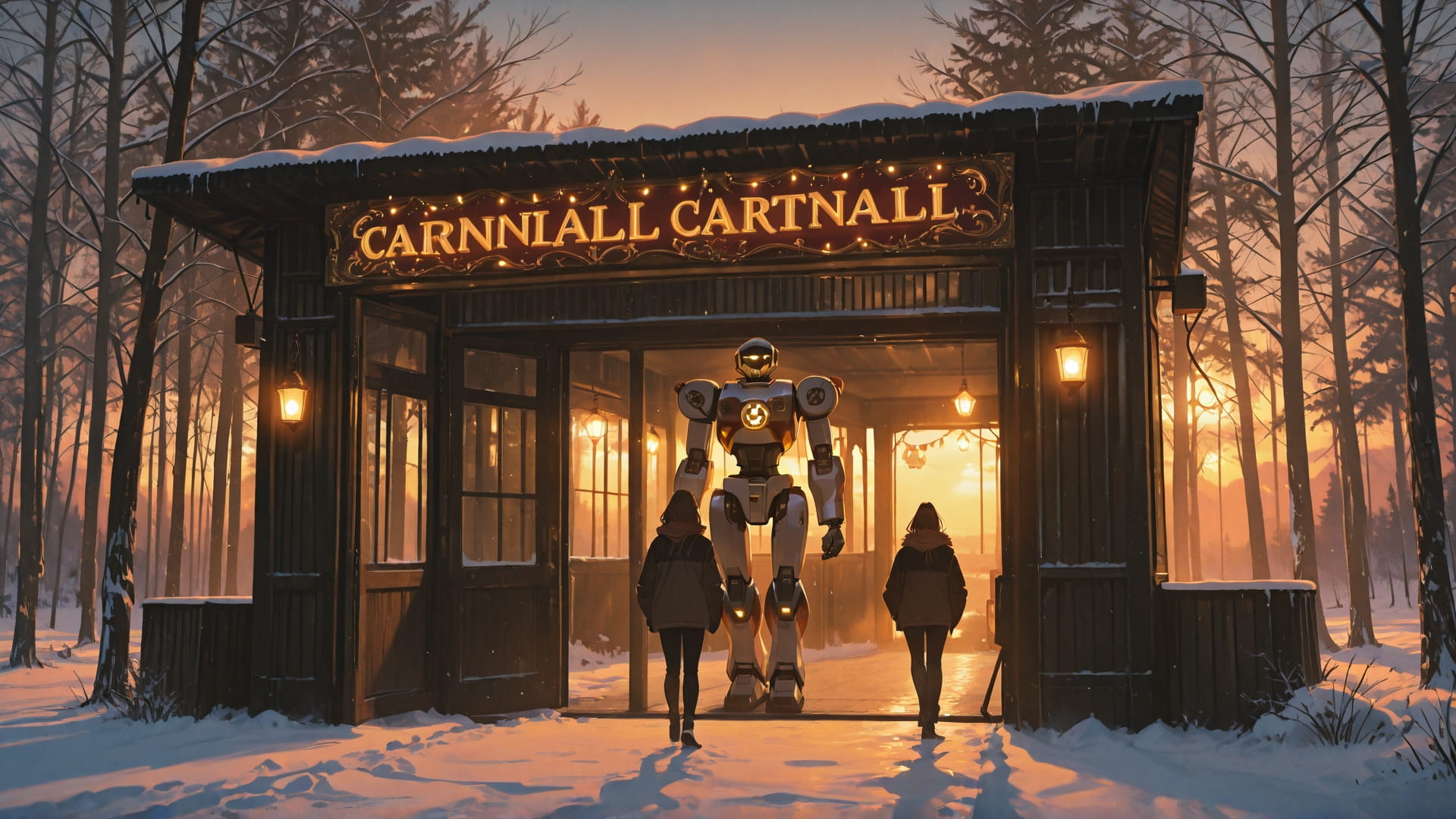 Yellow Sunset Nature Carnival smartphone wallpaper free download, vertical 16:9 format, Yellow, Sunset, Nature, Winter