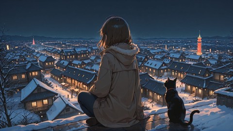 Brown Night City Cat smartphone wallpaper free download, vertical 9:16 format, Brown, Night, City, Winter