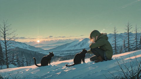 Green Afternoon Sky Cat smartphone wallpaper free download, vertical 9:16 format, Green, Afternoon, Sky, Winter 001