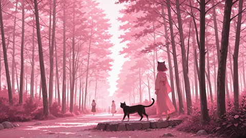 Pink Afternoon Nature Cat smartphone wallpaper free download, vertical 9:16 format, Pink, Afternoon, Nature, Summer 001