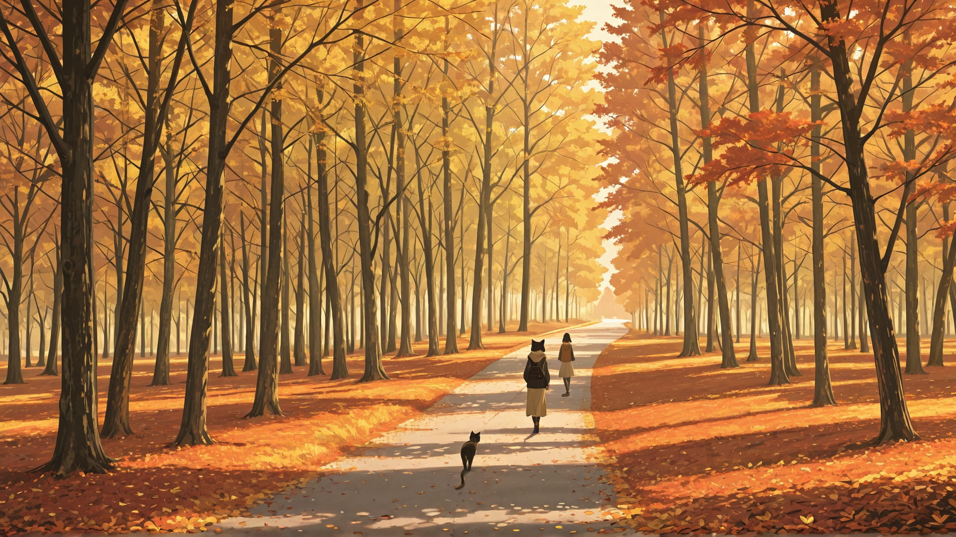 Yellow Afternoon Nature Cat smartphone wallpaper free download, vertical 16:9 format, Yellow, Afternoon, Nature, Autumn 001