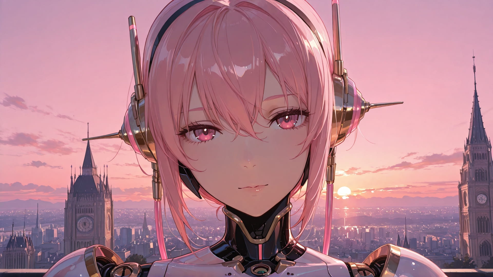 Pink Sunset City Cathedral smartphone wallpaper free download, vertical 16:9 format, Pink, Sunset, City, Summer