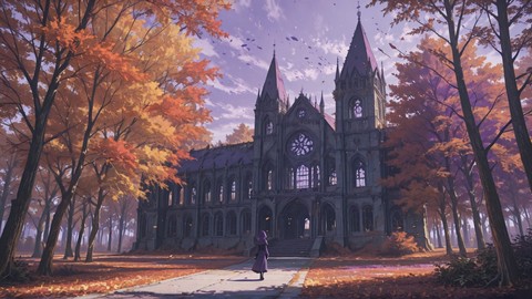 Purple Afternoon Nature Cathedral smartphone wallpaper free download, vertical 9:16 format, Purple, Afternoon, Nature, Autumn