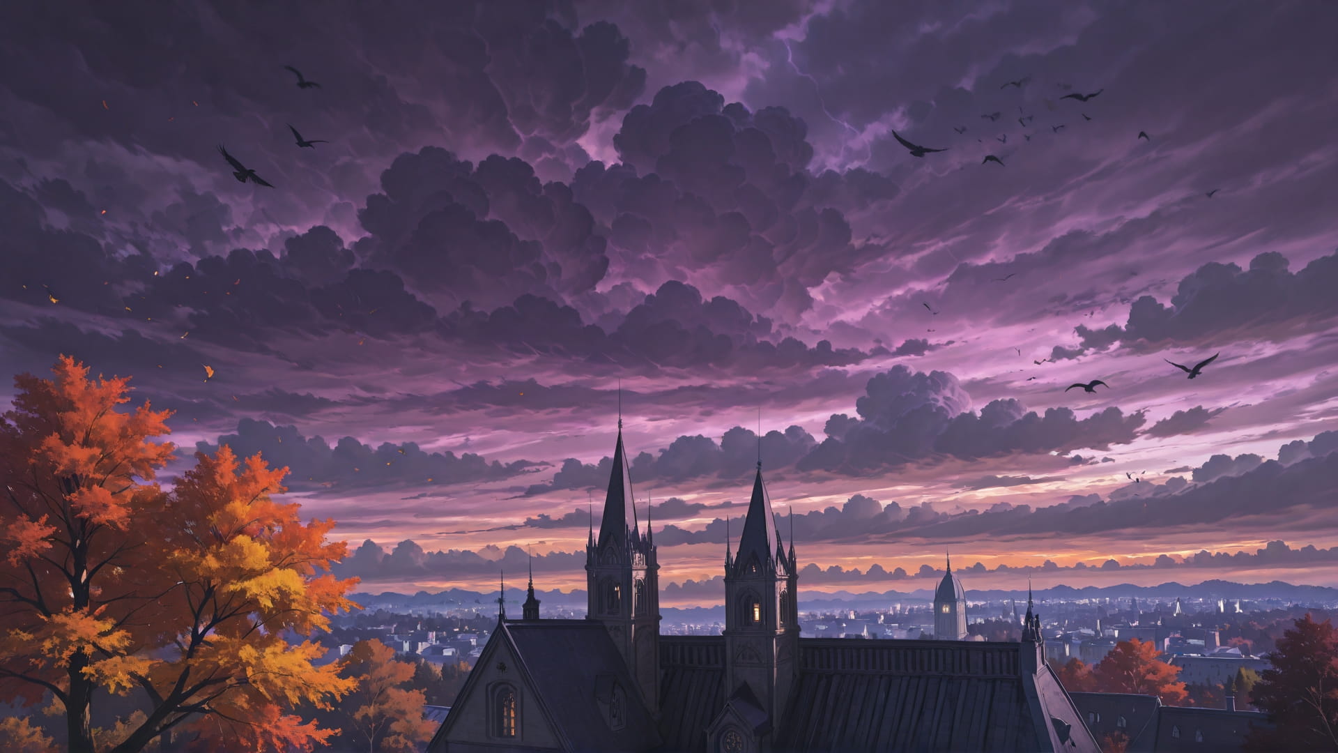 Purple Afternoon Nature Cathedral smartphone wallpaper free download, vertical 16:9 format, Purple, Afternoon, Nature, Autumn