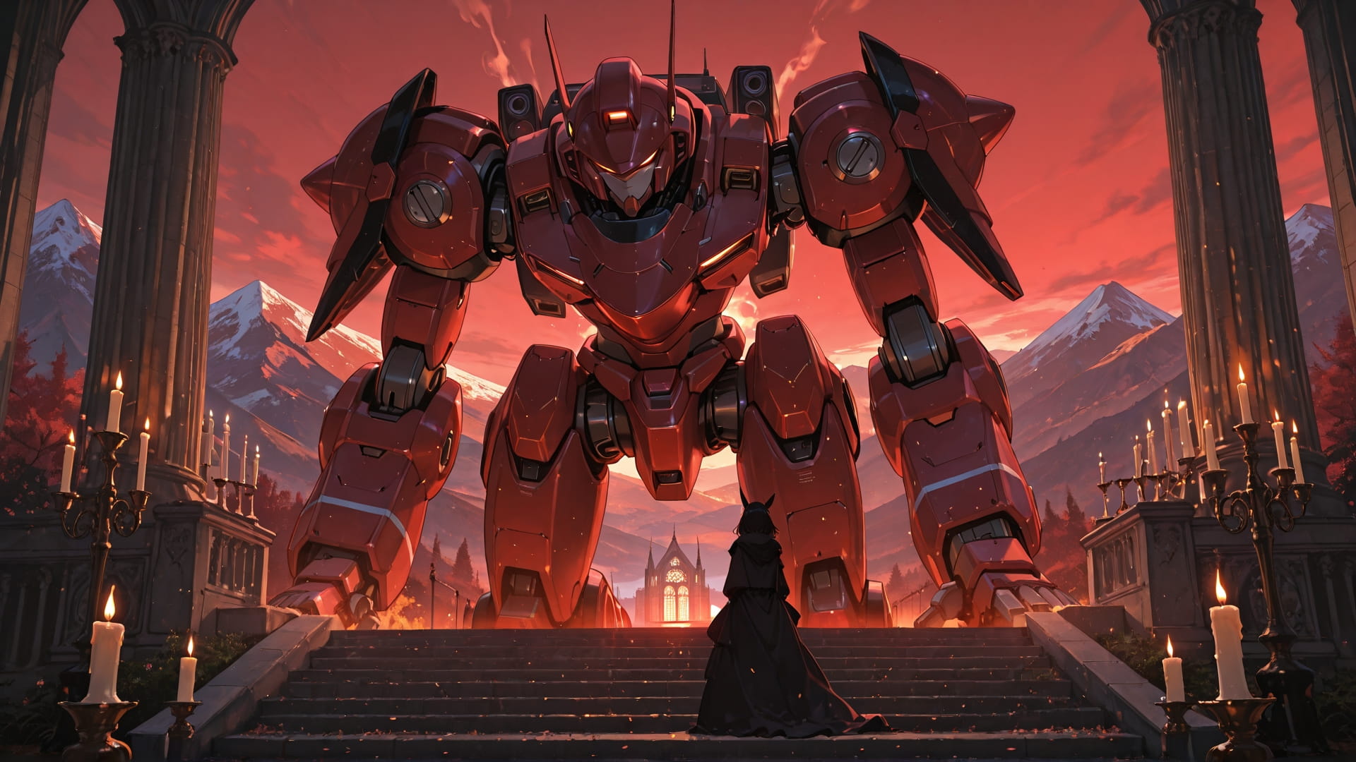 Red Afternoon Mountain Cathedral smartphone wallpaper free download, vertical 16:9 format, Red, Afternoon, Mountain, Spring