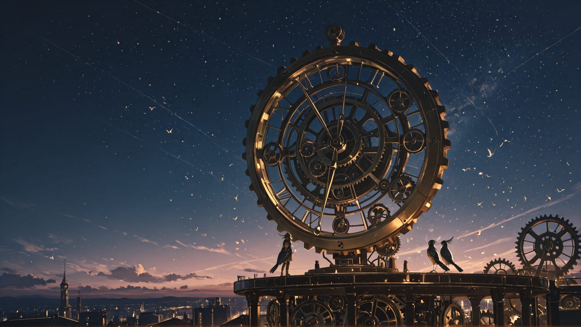 Brown Night Sky Clockwork smartphone wallpaper free download, vertical 16:9 format, Brown, Night, Sky, Summer