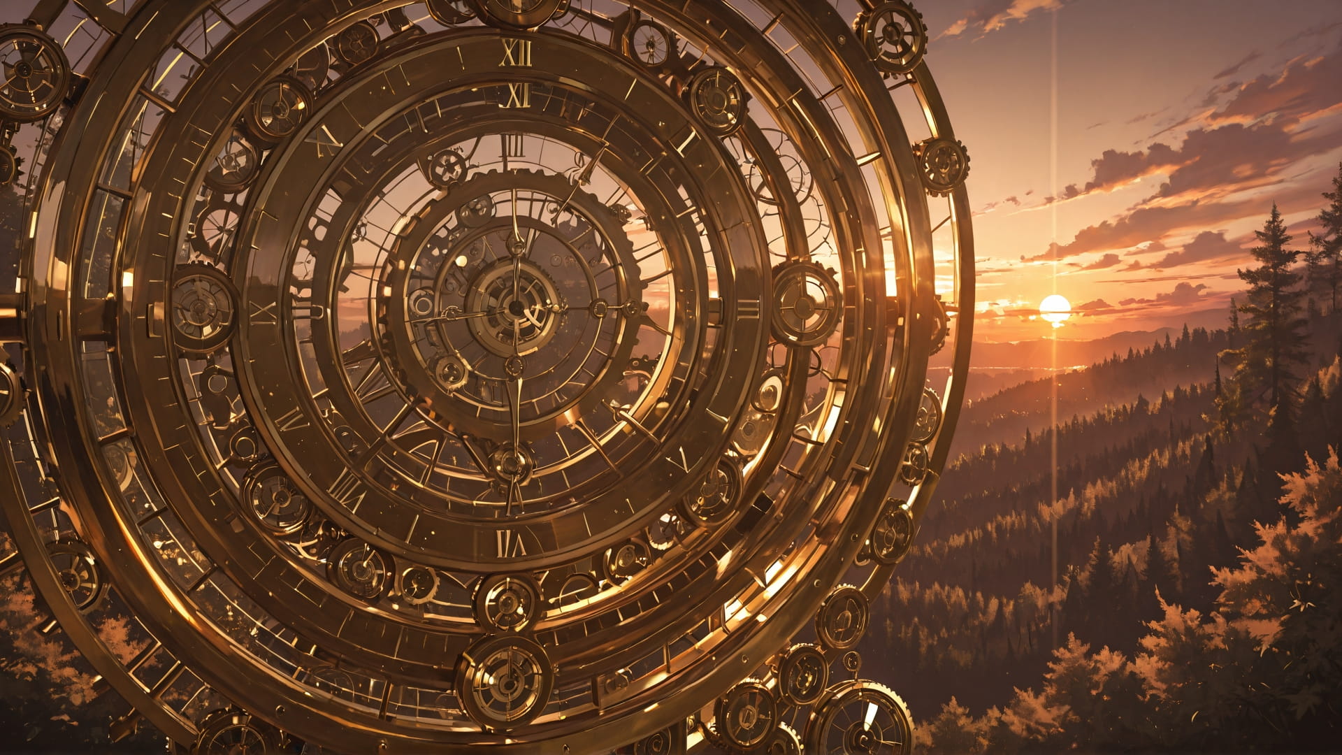 Brown Sunset Nature Clockwork smartphone wallpaper free download, vertical 16:9 format, Brown, Sunset, Nature, Summer 001