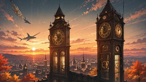 Orange Sunset Sky Clockwork smartphone wallpaper free download, vertical 9:16 format, Orange, Sunset, Sky, Autumn