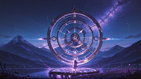 Purple Night Mountain Clockwork smartphone wallpaper free download, vertical 9:16 format, Purple, Night, Mountain, Summer