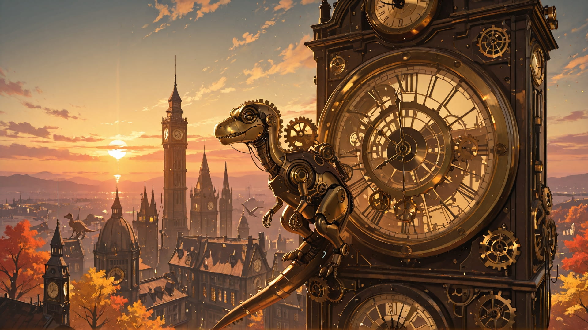 Yellow Sunset Sky Clockwork smartphone wallpaper free download, vertical 16:9 format, Yellow, Sunset, Sky, Autumn