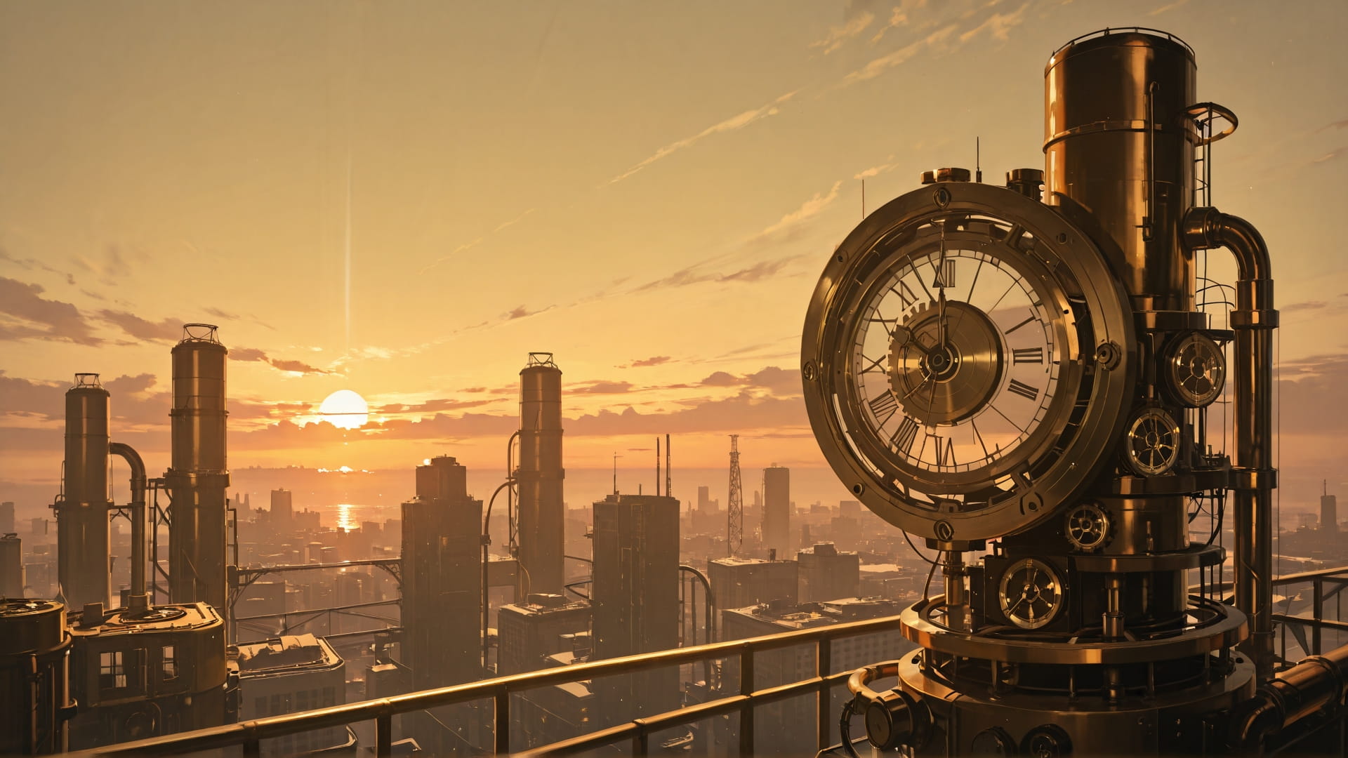 Yellow Sunset Sky Clockwork smartphone wallpaper free download, vertical 16:9 format, Yellow, Sunset, Sky, Summer 001