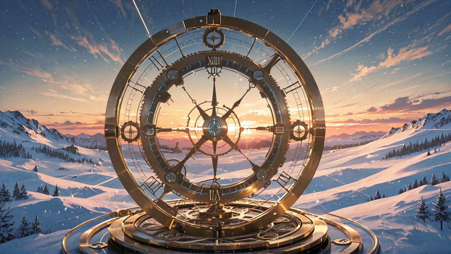 Yellow Sunset Sky Clockwork smartphone wallpaper free download, vertical 16:9 format, Yellow, Sunset, Sky, Winter 001