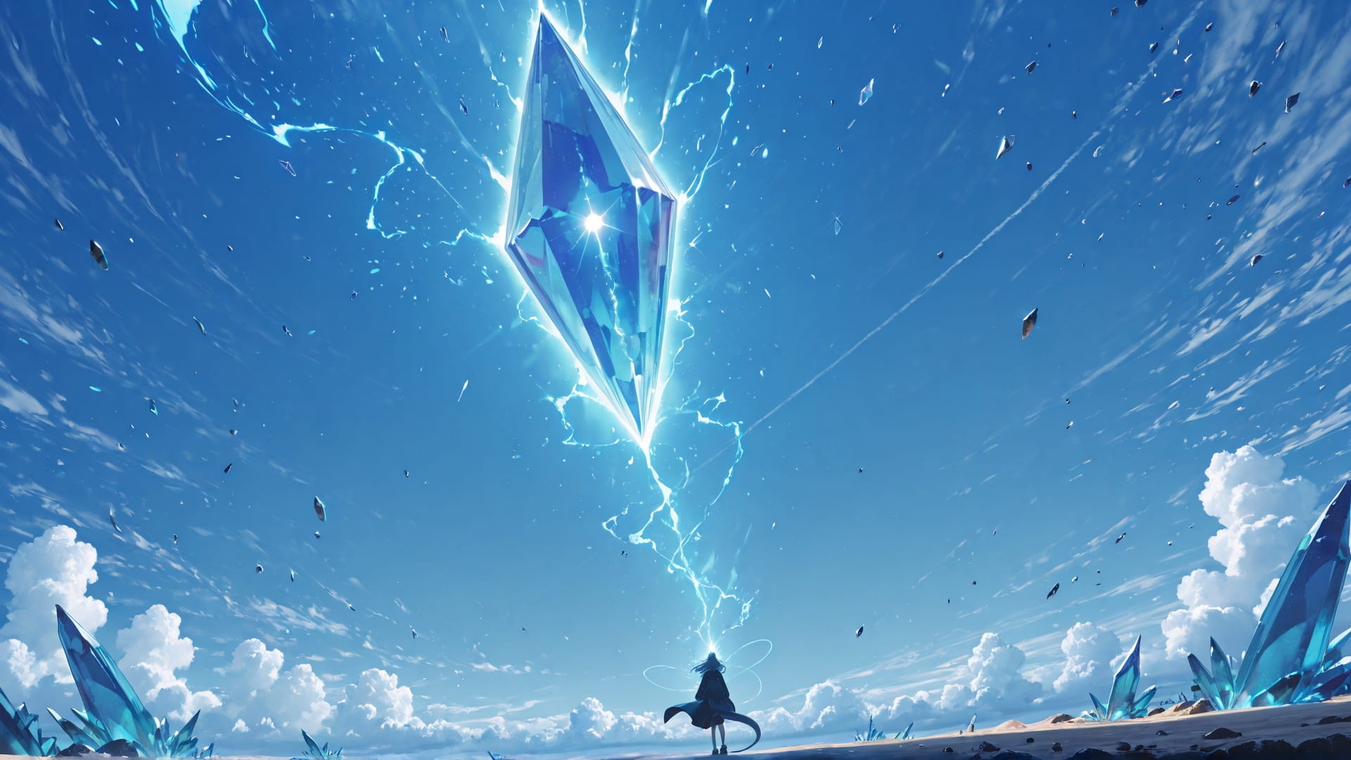 Blue Afternoon Sky Crystal smartphone wallpaper free download, vertical 16:9 format, Blue, Afternoon, Sky, Summer