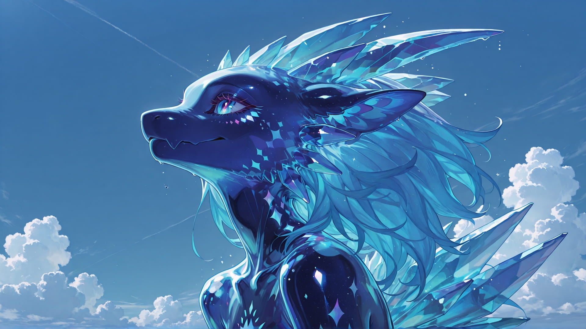 Blue Afternoon Sky Crystal smartphone wallpaper free download, vertical 16:9 format, Blue, Afternoon, Sky, Summer 001