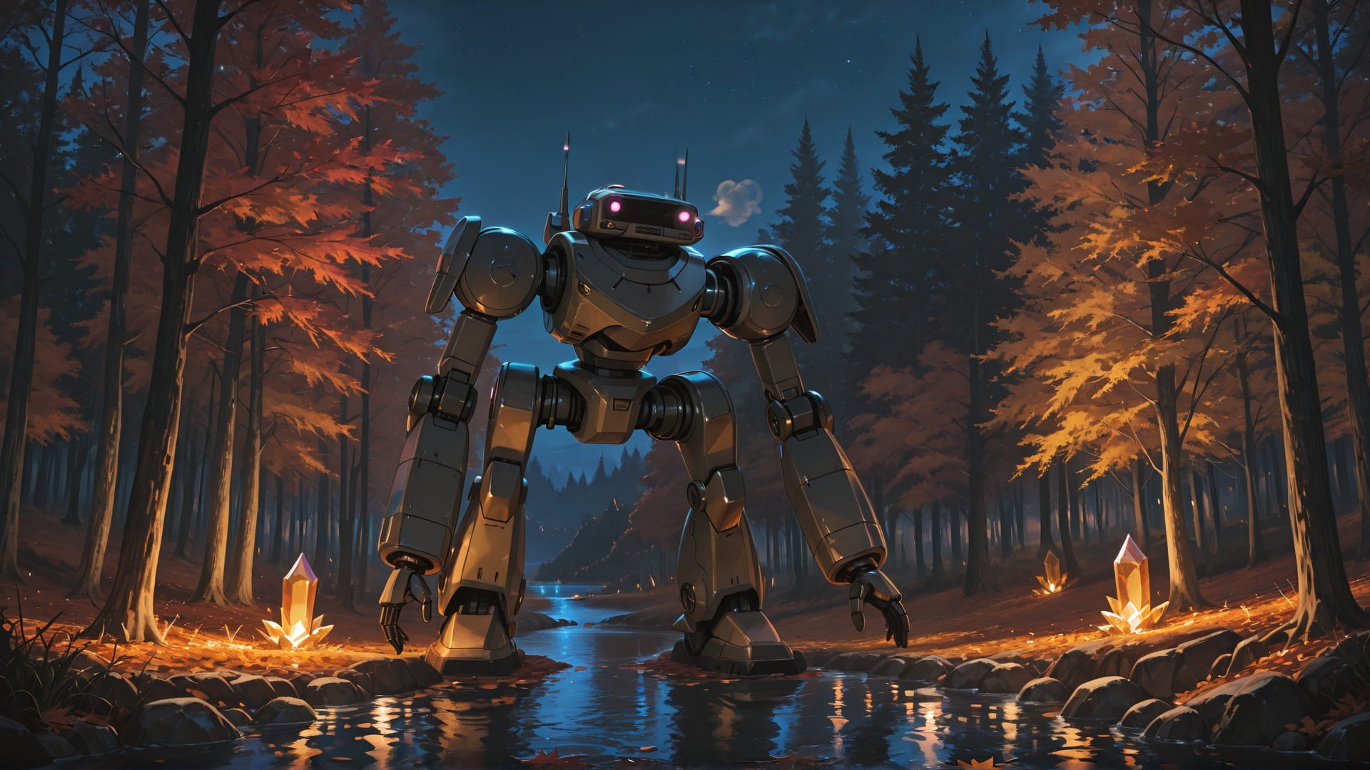 Brown Night Sea Crystal smartphone wallpaper free download, vertical 16:9 format, Brown, Night, Sea, Autumn