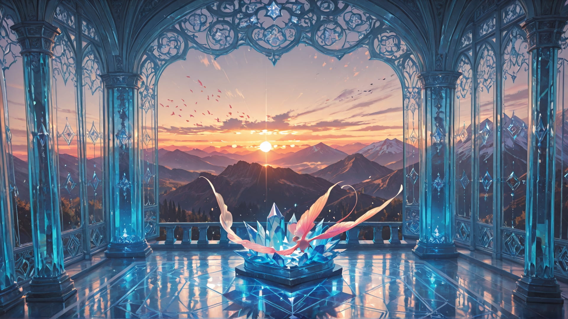 Brown Sunset Mountain Crystal smartphone wallpaper free download, vertical 16:9 format, Brown, Sunset, Mountain, Spring