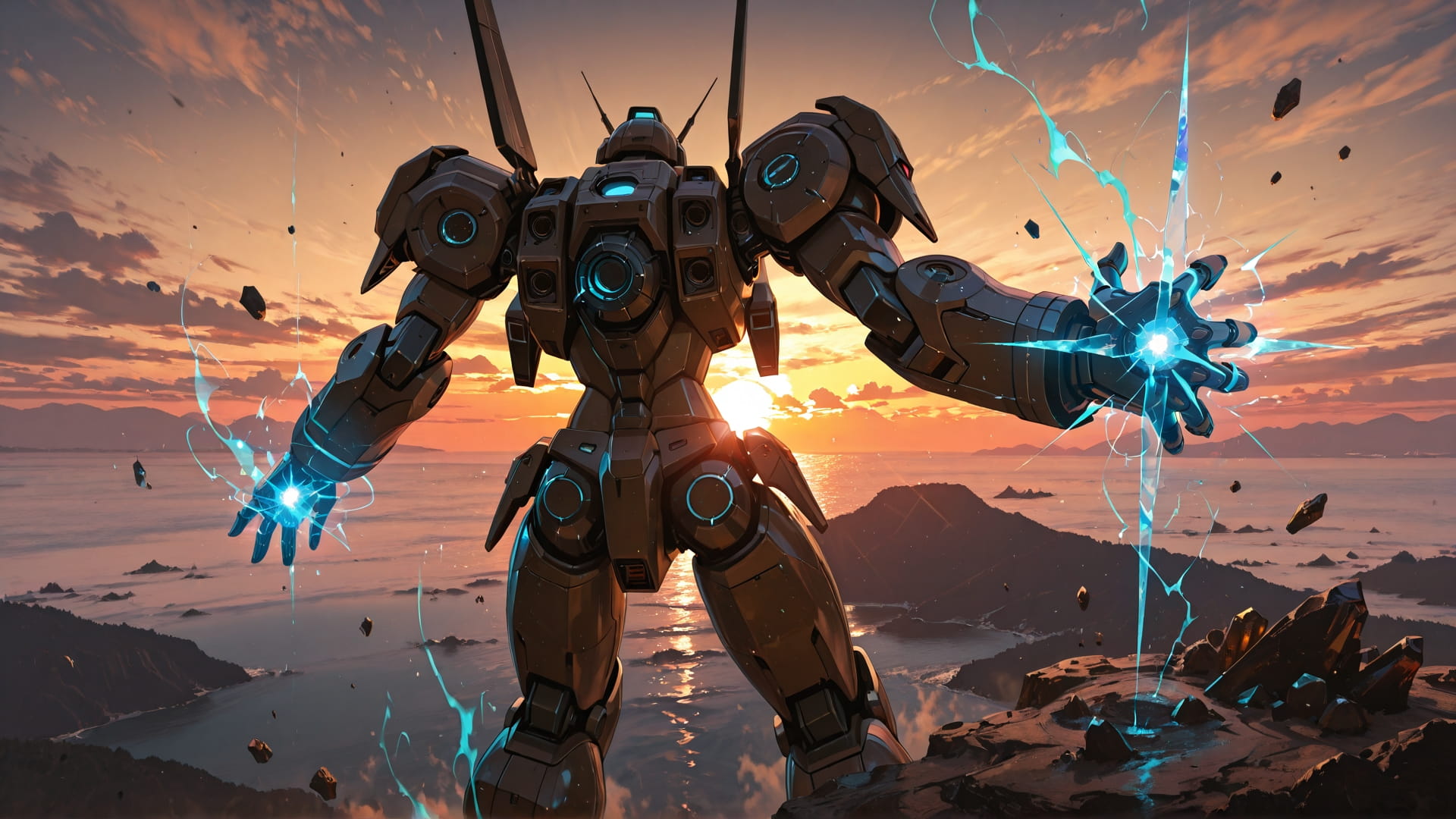 Brown Sunset Sea Crystal smartphone wallpaper free download, vertical 16:9 format, Brown, Sunset, Sea, Summer