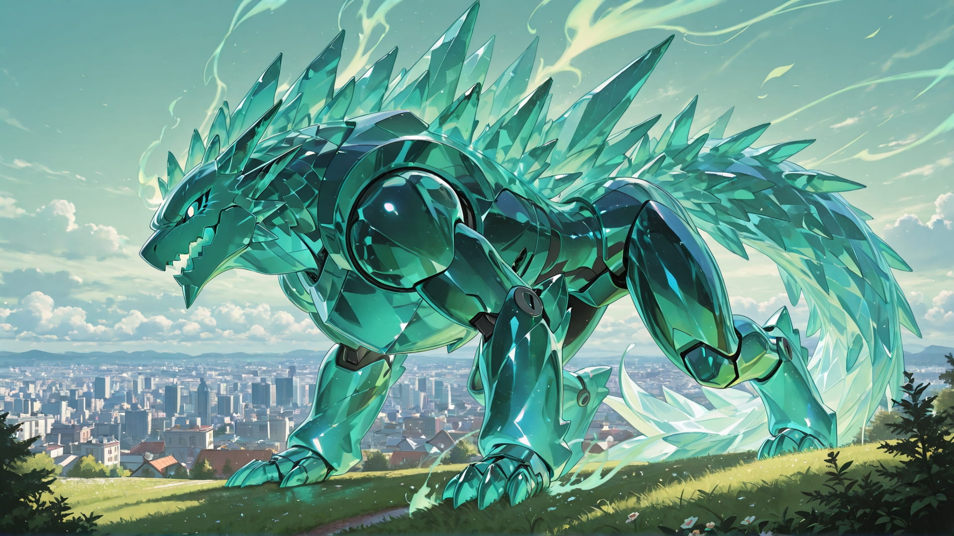 Green Afternoon City Crystal smartphone wallpaper free download, vertical 16:9 format, Green, Afternoon, City, Spring