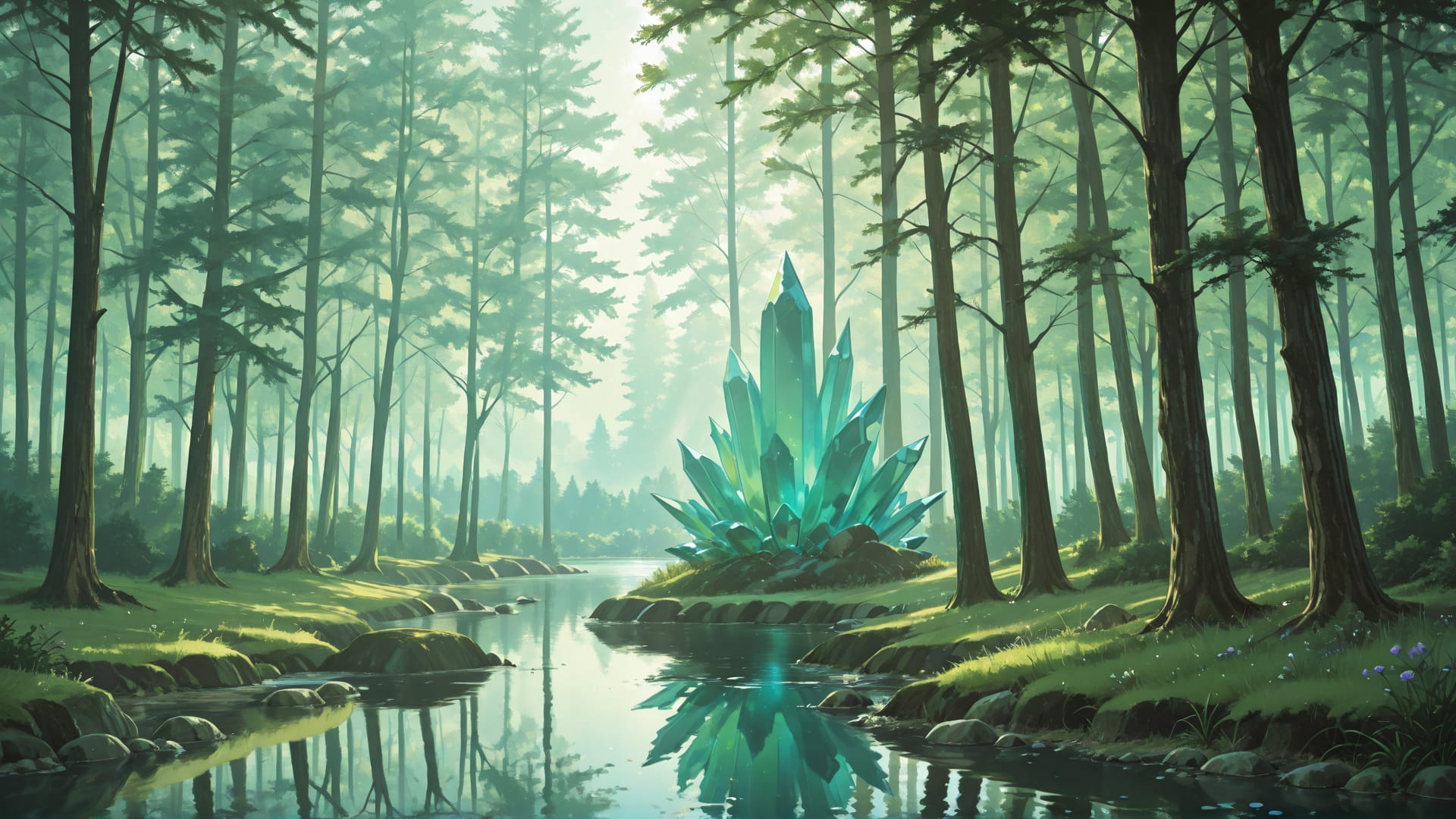 Green Afternoon Sea Crystal smartphone wallpaper free download, vertical 16:9 format, Green, Afternoon, Sea, Spring 001