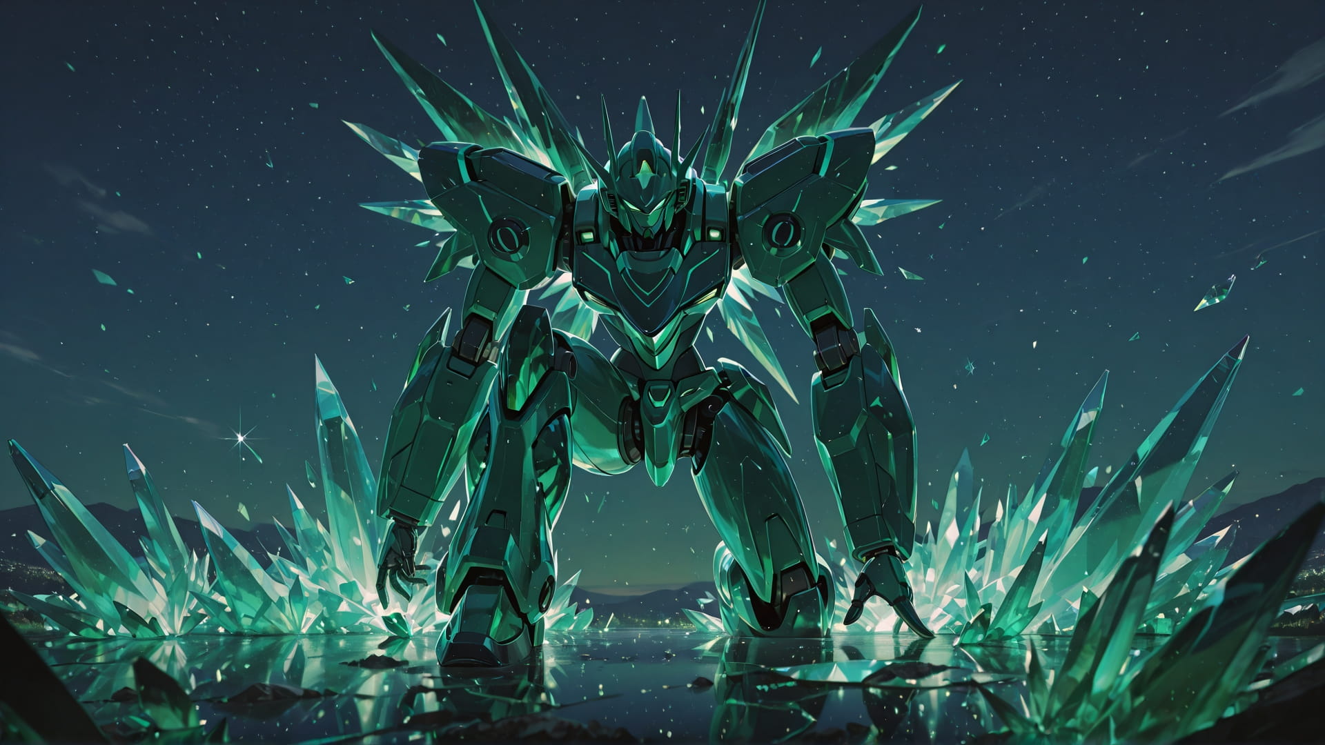 Green Night Sky Crystal smartphone wallpaper free download, vertical 16:9 format, Green, Night, Sky, Spring