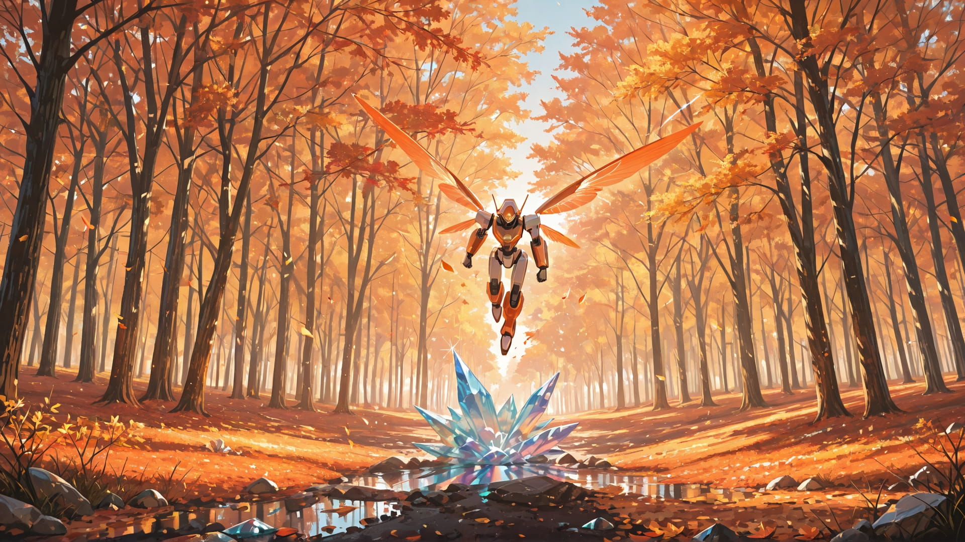 Orange Afternoon Nature Crystal smartphone wallpaper free download, vertical 16:9 format, Orange, Afternoon, Nature, Autumn